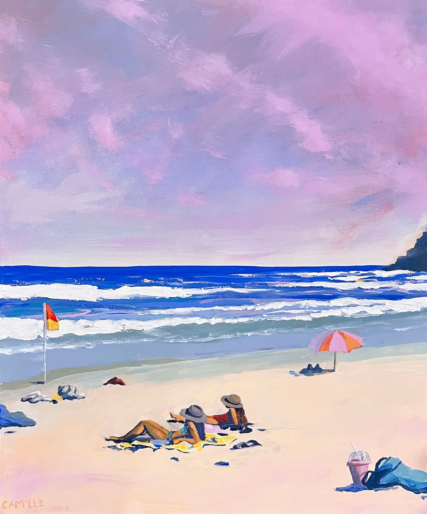 Meet me by the south flag and the umbrella - original